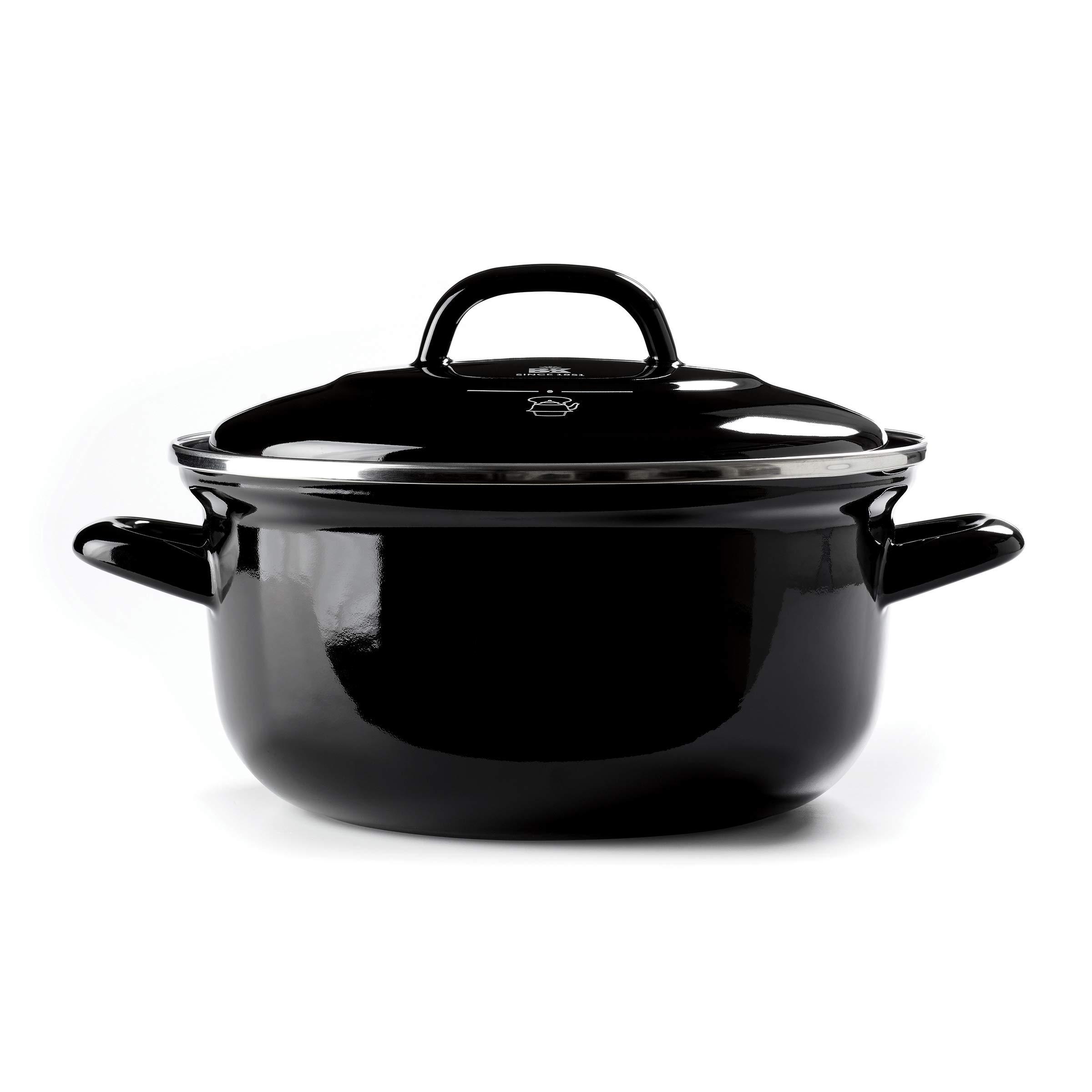 BK BK Indigo Aluminum Heavy-Gauge Carbon Steel, Induction, 5.5QT Nonstick Glaze Dutch Oven, Dishwasher Safe, Black