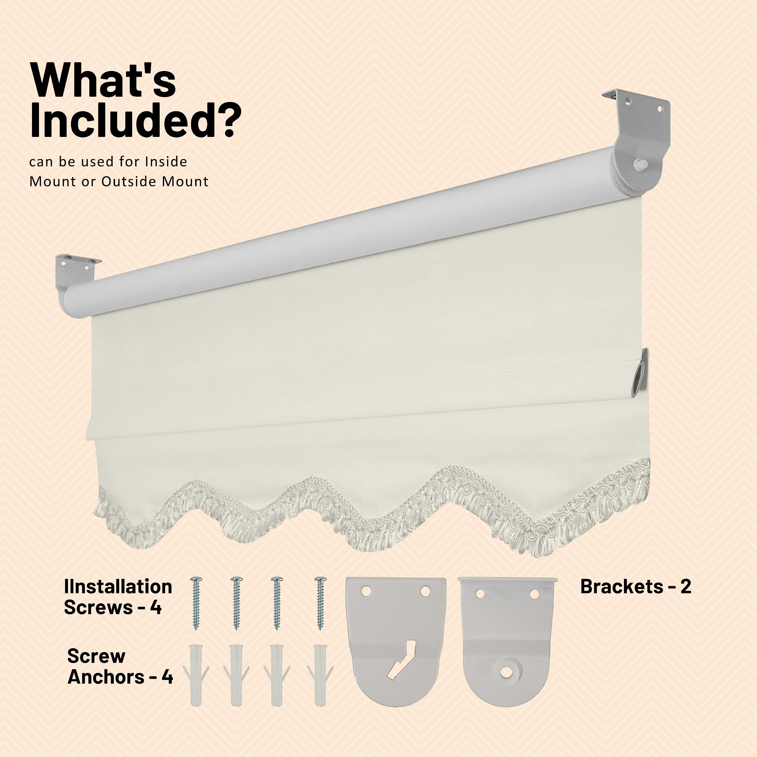 CHICOLOGY CHICOLOGY Blackout Custom Roller Shades, Cordless Blinds, Window Shades for Home, Roller Window Shades,Window Treatments, Door Blinds, Blackout Shades, Ivory Textured (Fringe), 71.5" W X 64" H