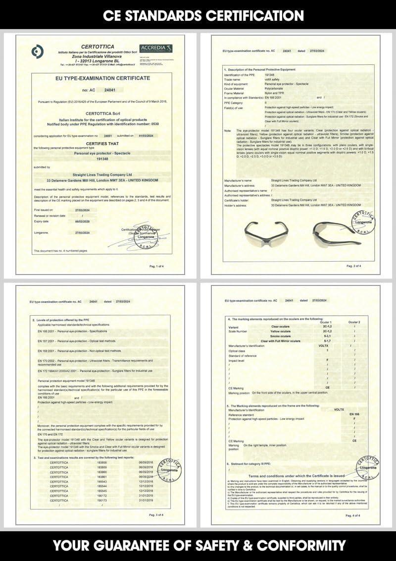 voltX voltX \'Constructor\' SAFETY READERS Full Lens Reading Safety Glasses (+2.0 Dioptre, Smoke) ANSI Z87.1+ & CE EN166F, Wraparound Style - Includes Safety Cord with headstop - UV400 anti fog coated lens