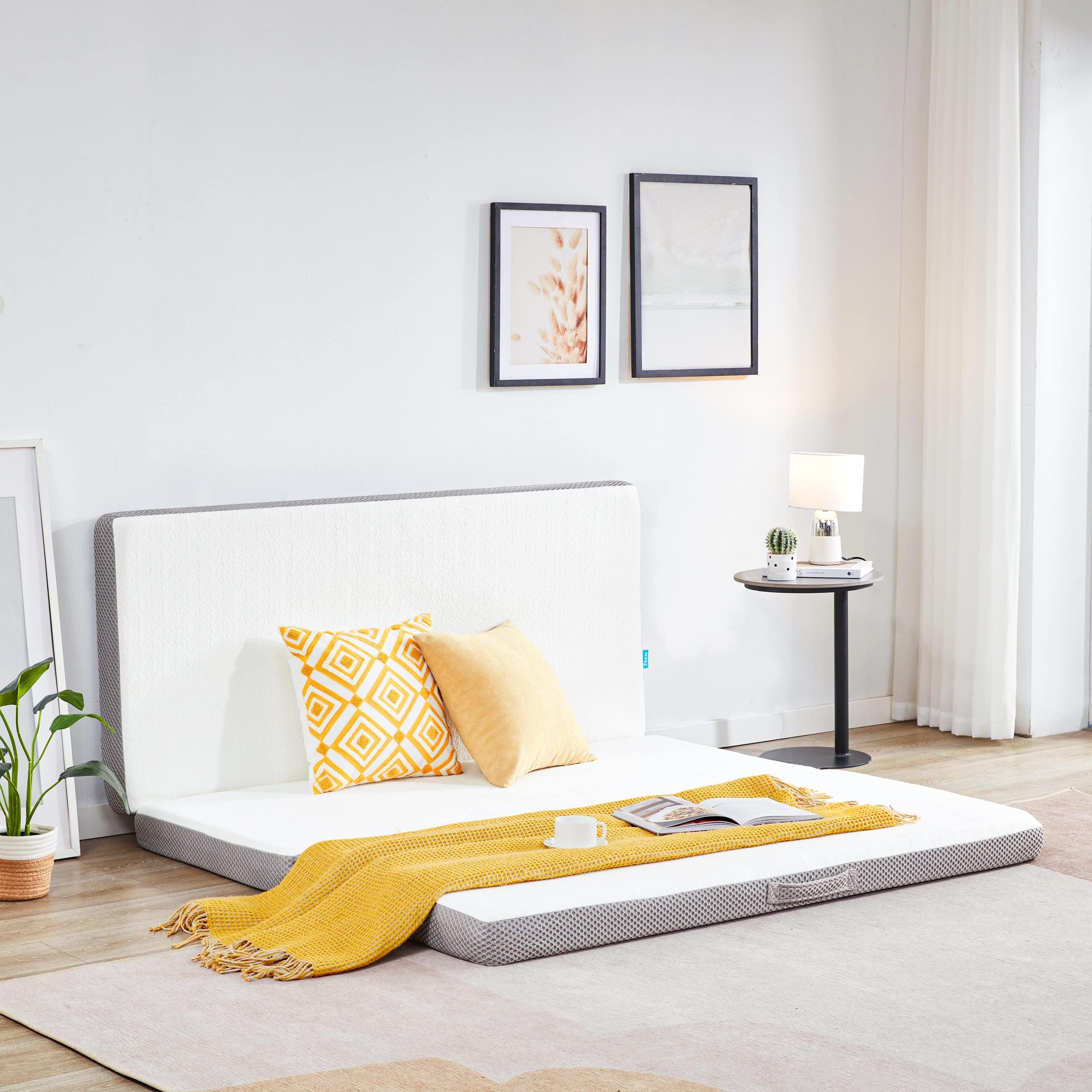 Kingfun Kingfun Foldable Mattress 4 Inch Folding Mattress Tri-fold Gel Memory Foam Breathable with Storage Bag, Portable Floor Guest Bed Soft for Sleeping Camping, Gray, Twin Size