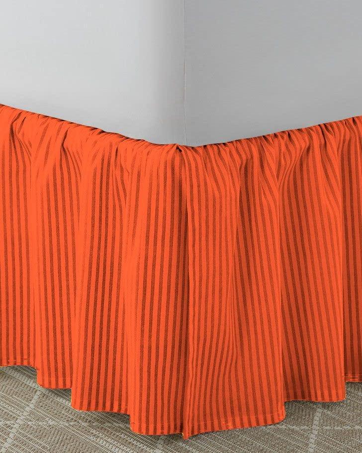 Lotus Bedding Orange 1 Pc Dust Ruffle Striped Bedskirt 800 TC, 100% Egyptian Cotton Bed Skirt California King 18-Inches Striped Pattern with Split Corners