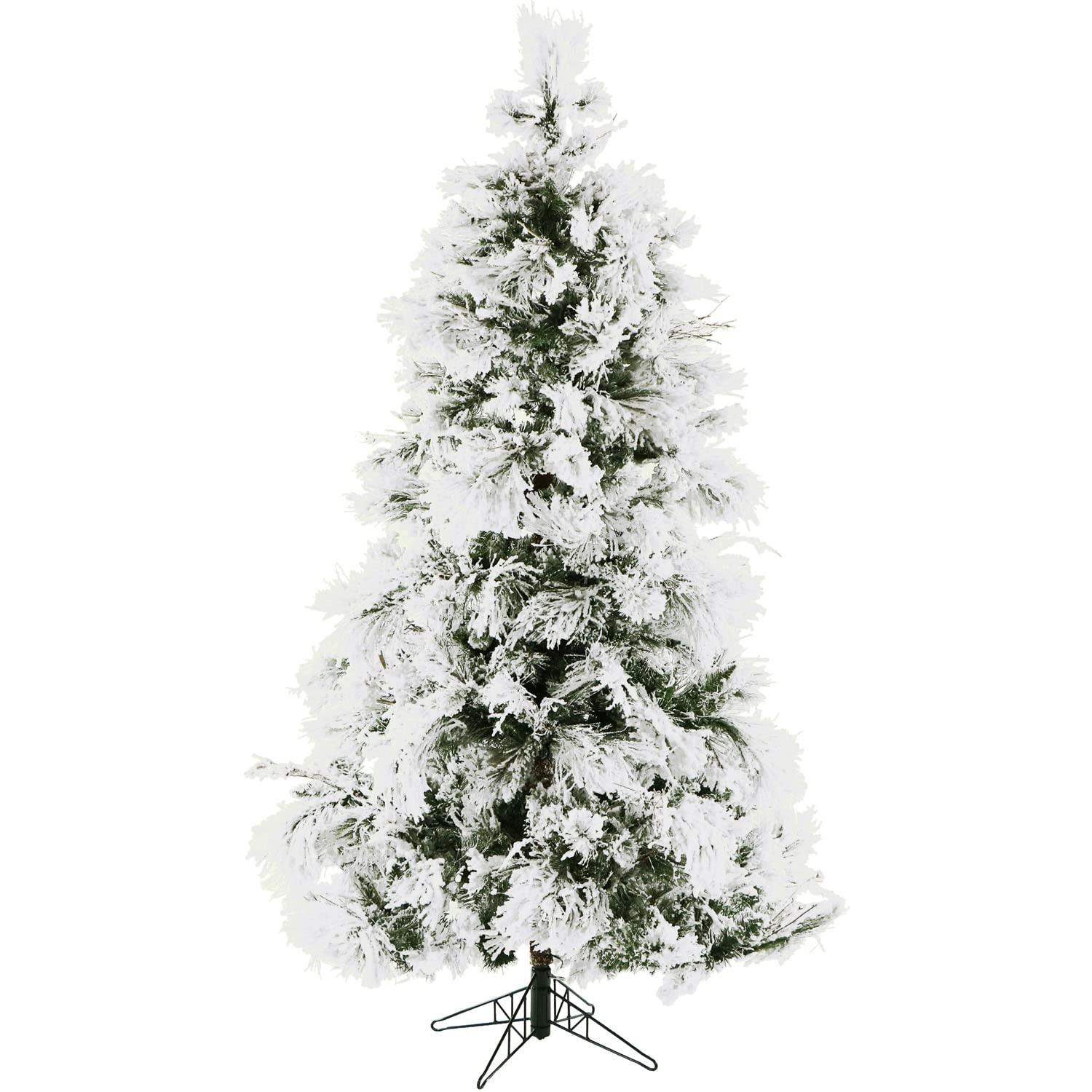 Christmas Time Christmas Time 6.5-Ft. Prelit Frosted Fir Snowy Artificial Christmas Tree with Dual Multi-Color & Warm White LED String Lights, Realistic PVC, Holiday Decor for Home and Office