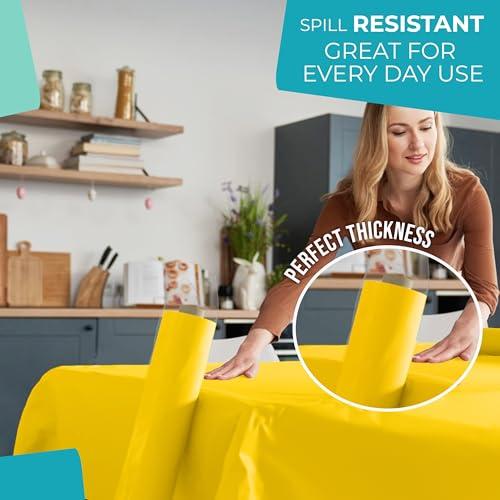 Exquisite Exquisite Yellow Plastic Table Cover Roll 40\" X 100\' Table Cloth Plastic Cover Roll - Premium Quality Banquet Rolls - Disposable Tablecloth Rolls - Table Cloth Rectangle Table Rolls