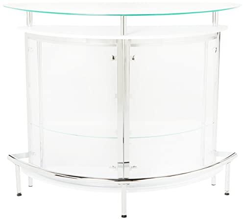 Coaster Home Furnishings Coaster Home Furnishings Amarillo Contemporary Glass Top Freestanding Home Bar Cabinet White 101066