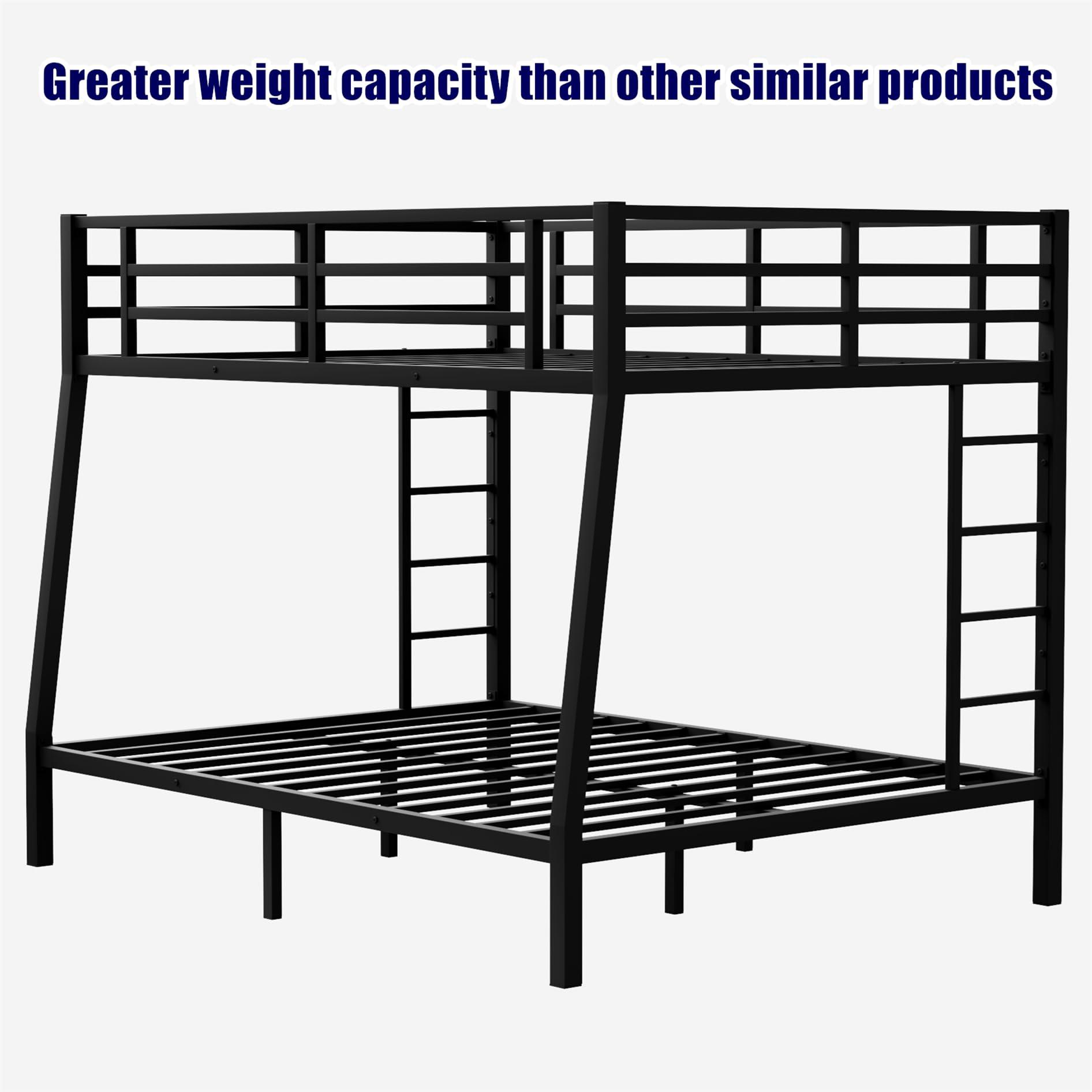 LEEKAF LEEKAF Stronger & Higher Quality Metal Bunk Bed Full XL Over Queen Size Bunkbed, Thicken Heavy Duty More Stable Steel Bunk Queen Bed with Enhanced Legs & Ladder (Faster Assembly) (Full XL Over Queen)