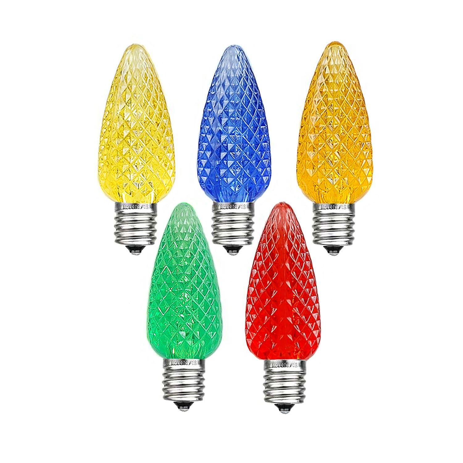 Novelty Lights Novelty Lights 25 Pack C7 LED Twinkle Outdoor Christmas Replacement Bulbs, Multi,C7/E12 Candelabra Base, 5 Watt