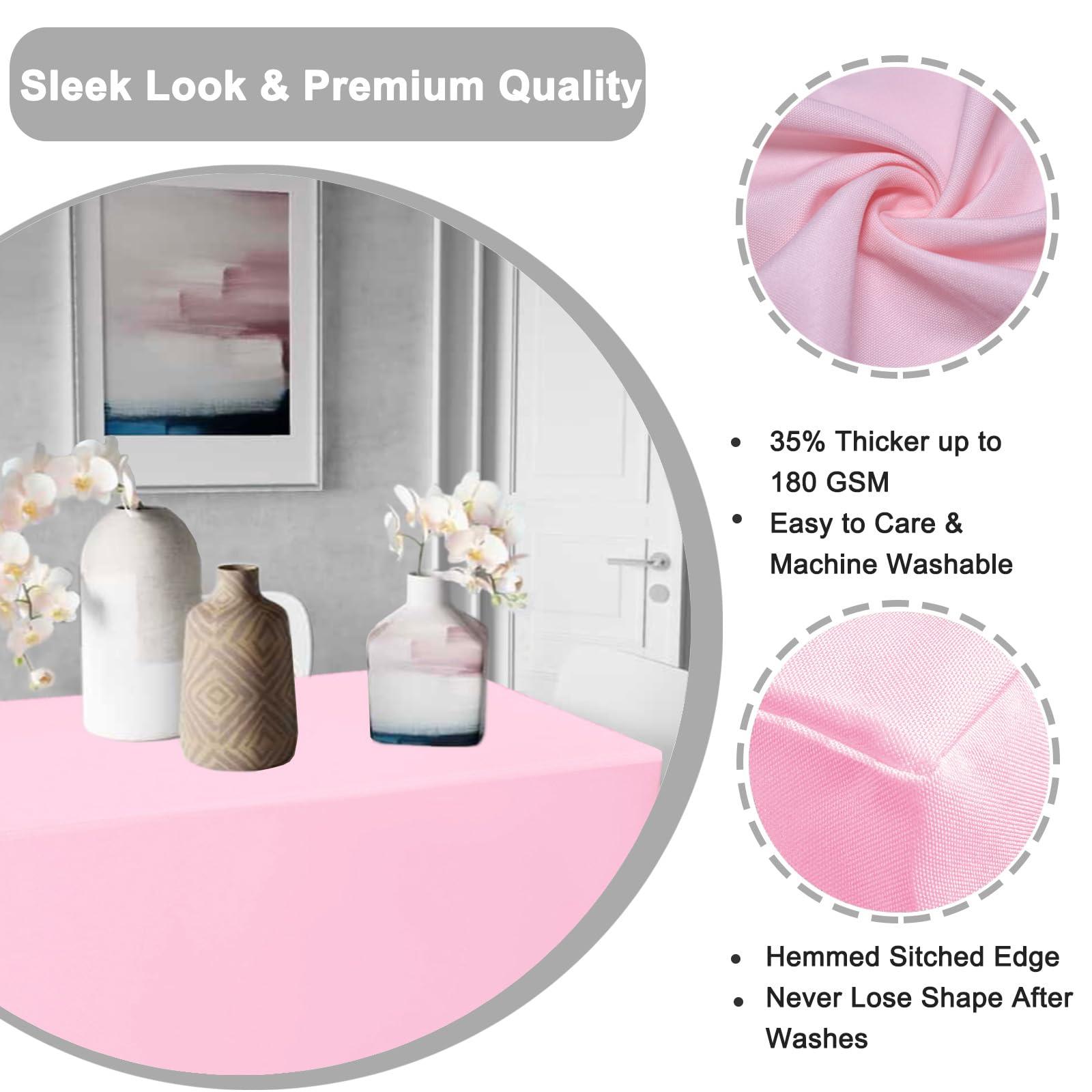 PLOYMONO PLOYMONO Fitted Tablecloths 2 Pack, Floor Length Table Covers for 6 FT Rectangle Table, (72x30 Inch) Polyester Table Cloth for Trade Craft Show, Buffet, Banquet, Wedding(Pink)