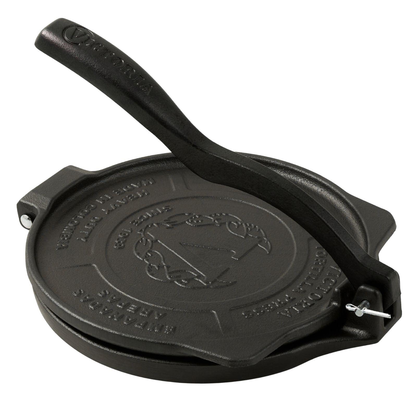 Victoria Victoria 8-Inch Commercial-Grade Cast-Iron Tortilla Press, Made from Super-Durable HD Iron, Made in Colombia