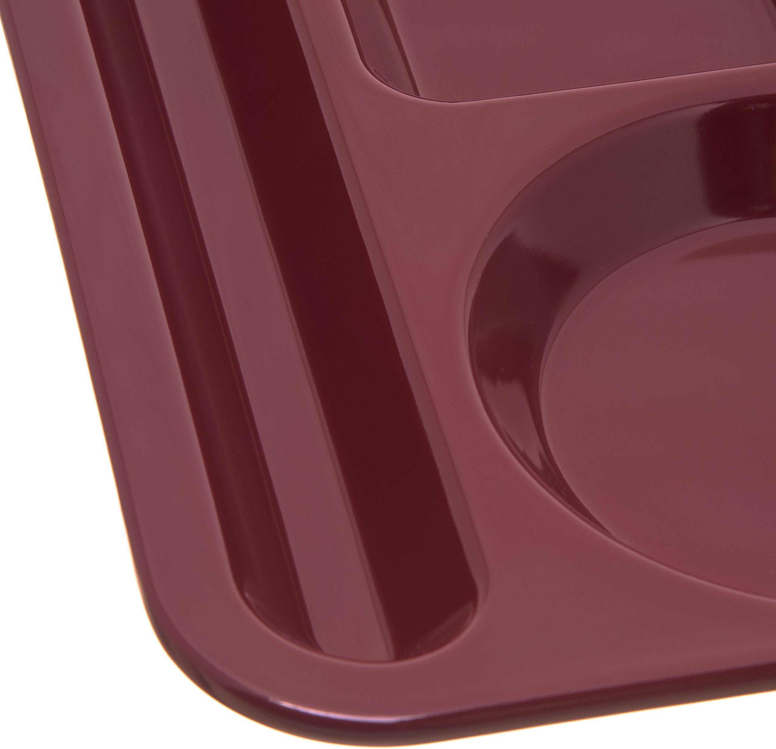 Carlisle FoodService Products Carlisle FoodService Products Plastic Meal Tray Left-Handed Heavyweight Lunch Tray with 6-Compartments for Schools, Cafeterias, and Dining Halls, Melamine, 14 x 10 Inches, Dark Cranberry