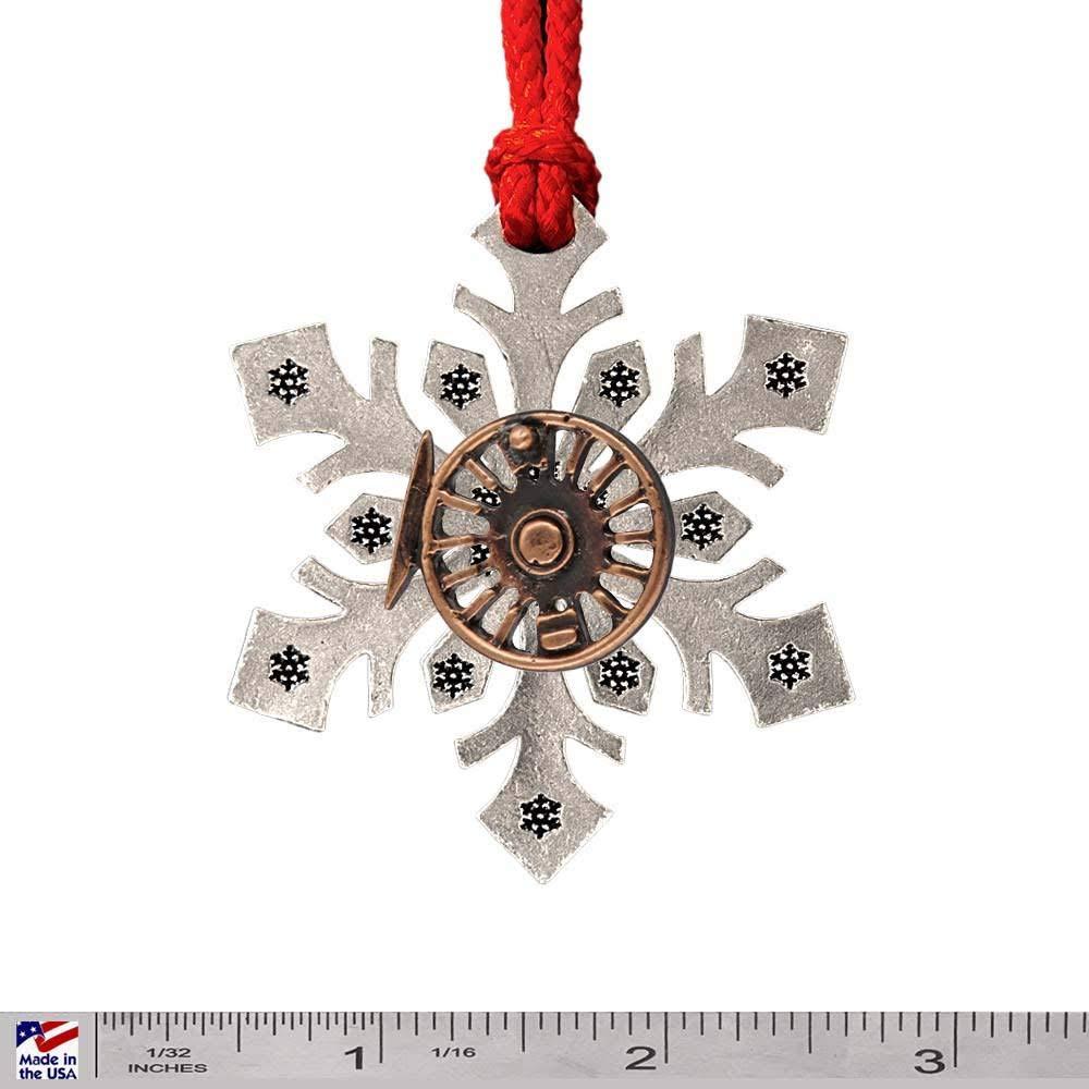 Creative Pewter Designs Fly Fishing Reel Snowflake Ornament, Pewter Snowflake, Copper Plated Reel, 2 1/4 Inches, 100% Handmade in the USA, Flyfishing, Fly Reel, Metal, Holiday Ornament, Christmas Gift,