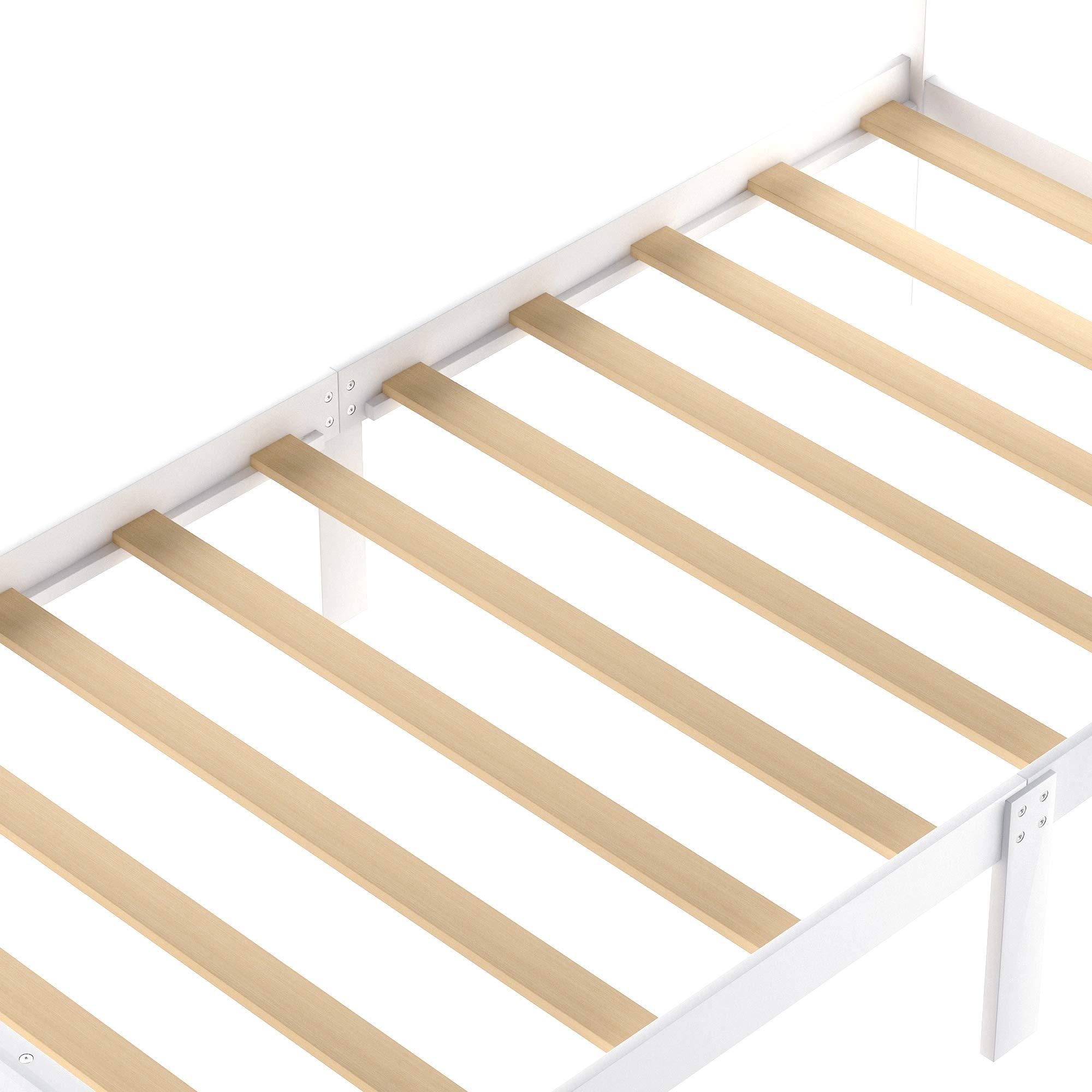 P PURLOVE P PURLOVE Twin Size Bed Frame with Storage Drawer,Wood Platform Bed Frame with Headboard and Slat for Kids,White
