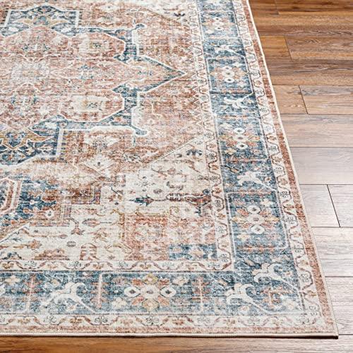 BoutiqueRugs BoutiqueRugs Adara Traditional Bordered Area Rug - Machine Washable - Dark Red, Blue, White - 2'7" x 4'