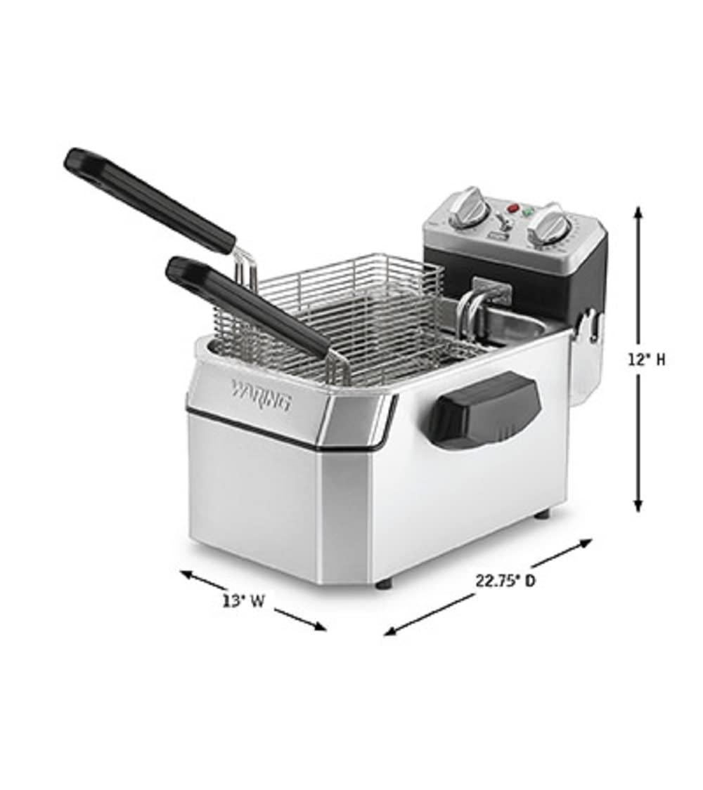 Waring Waring Commercial WDF1000 Heavy Duty 10 lb. Single Basket Deep Fryer , Includes 3 Fry Baskets & Night-Cover-1800W, 120V, 5-15 Plug