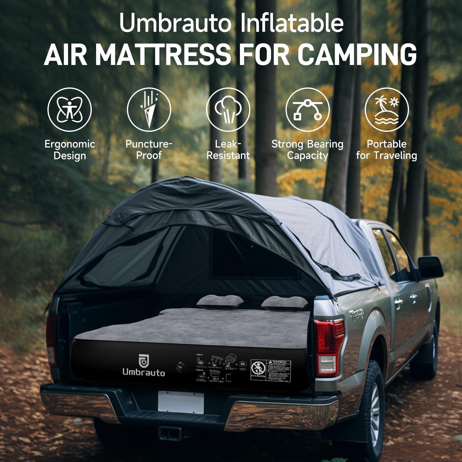 Umbrauto Umbrauto Inflatable Truck Bed Air Mattress for Full Size Short Truck Beds, 5.5-5.8ft, with Pump & Carry Bag. Perfect for Outdoor Adventures