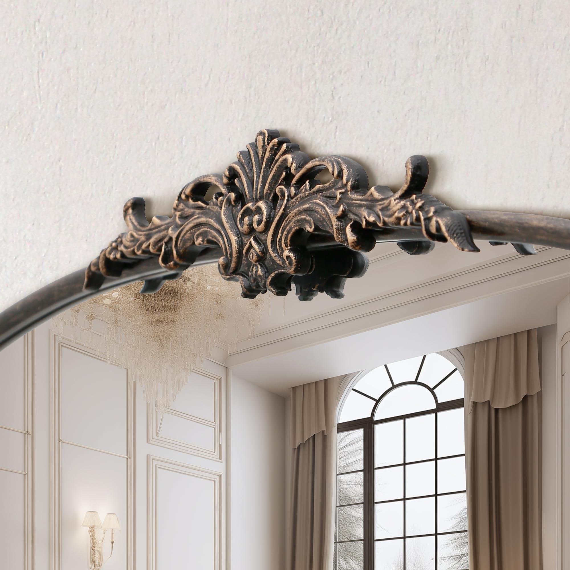 Besdomus Besdomus Large Arched Mirror, 40x30 Inches Black Traditional Vintage Ornate Baroque Mirror Antique Style Wall Mounted Mirrors for Entryway, Fireplace, Living Room, Hallway, Bathroom