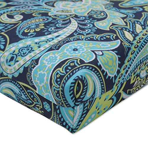 Pillow Perfect Pillow Perfect Paisley Indoor/Outdoor Solid Back 1 Piece Square Corner Chair Cushion with Ties, Deep Seat, Weather, and Fade Resistant, 36.5\" x 18\", Blue/Green Pretty,