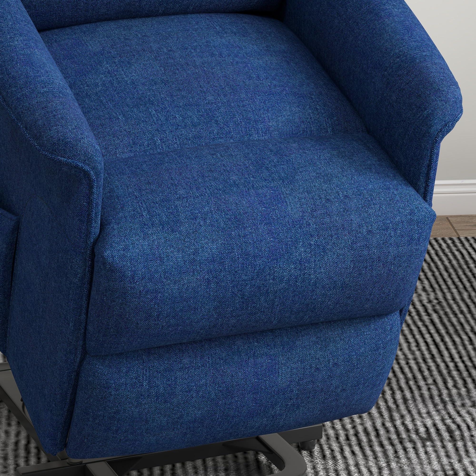 HOMCOM HOMCOM Power Lift Recliner Chair for Elderly, Easy Assembly, Fabric Lift Chair for Adults, Recliner Sofa with Remote Control, Side Pockets for Living Room, Dark Blue