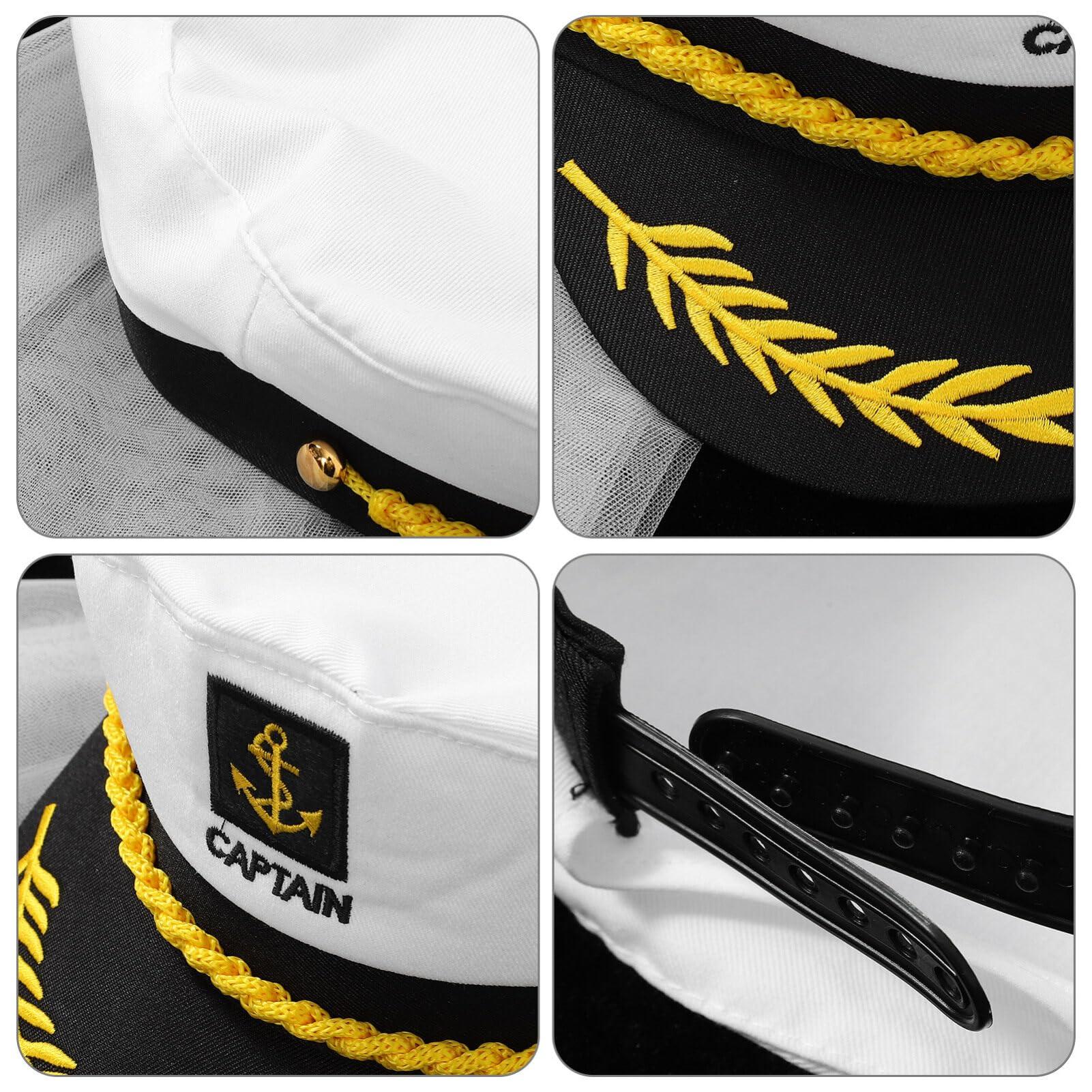 VOSAREA VOSAREA Bridal Sailor Captain Hat with White Veils Bachelorette Party Favor Bridal Party Hats Bride Cap for Bride to Be Beach Boat Nautical Yacht Cosplays Costumes