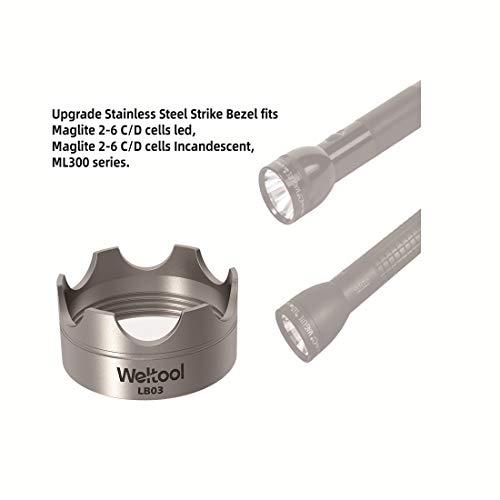 Weltool Weltool Flashlight Strike Bezel - 304 Stainless Steel for Maglite C or D Cell flashlights LED ML300L & ML300 LX - Upgrade Maglite Glass Breaker