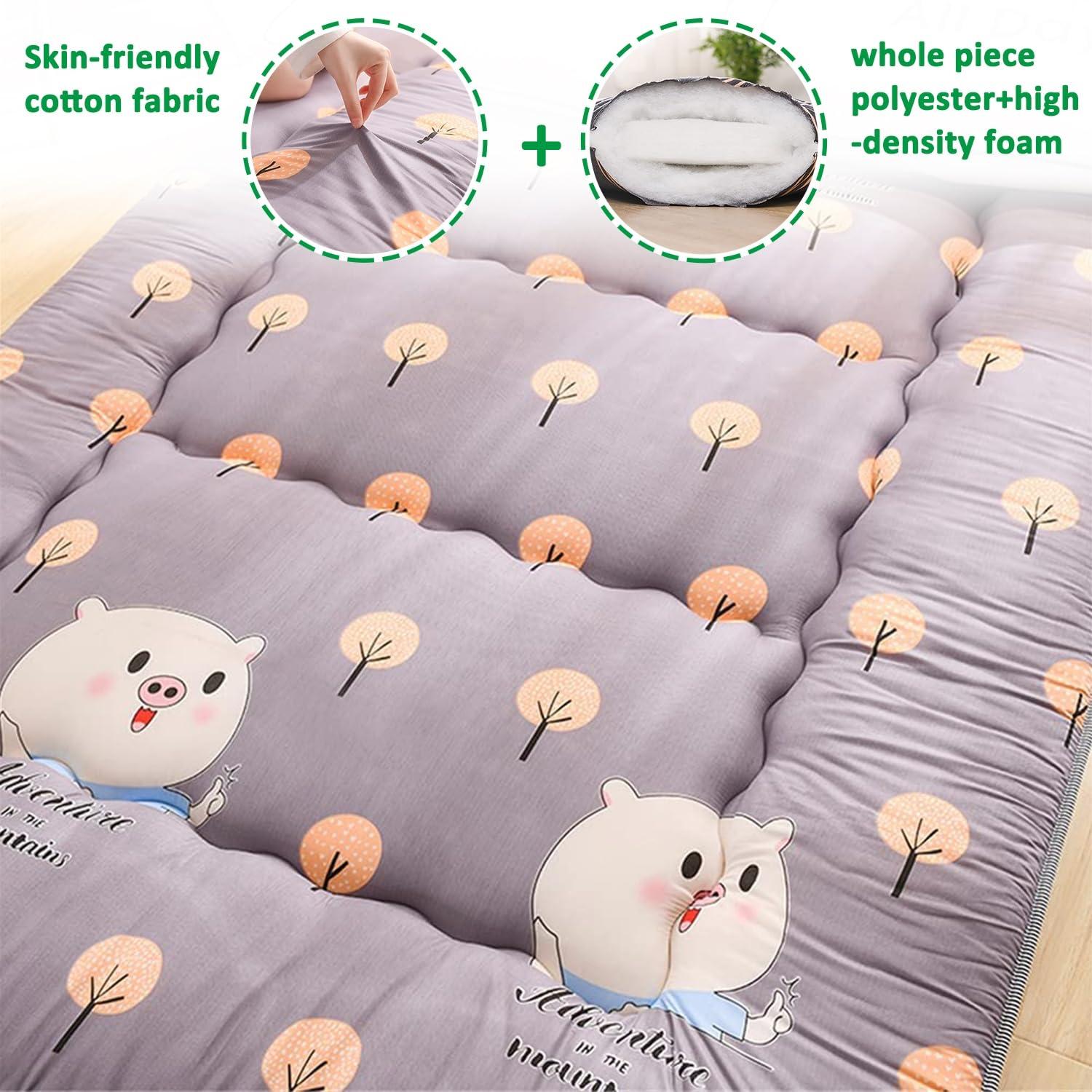 Generic Japanese Style Roll Up Mattress, Thick Floor Futon Mattress Double Foldable,Single/Double Sleeping Pad for Dormitory Bedroom,Folding Mattress Sofa Bed,Purple,King/180x200cm