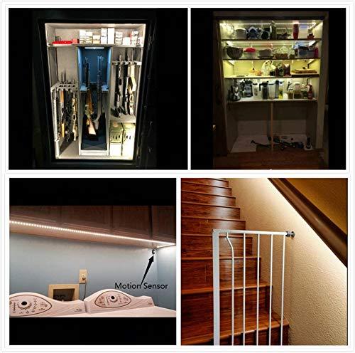 Sensky Sensky 19.7ft/6m Motion Activated LED Strip Light Kit Flexible LED Strip Motion Sensor for Bedroom, Gun Safe, Under Cabinet, Under Bed, Pantry, Kitchen, Stairway, Closet(Warm White,Upgraded Version)
