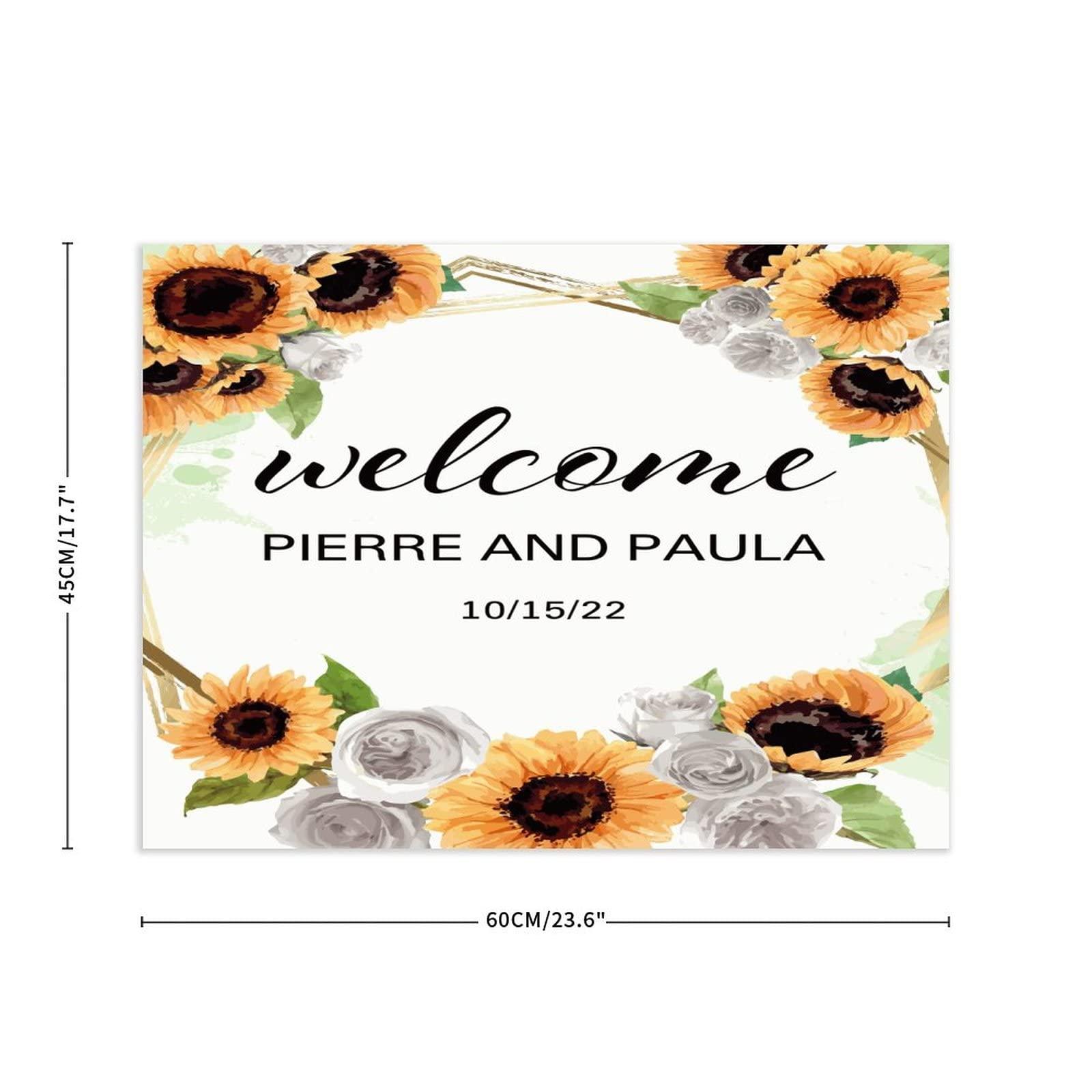 Autravelco Personalized Wedding Welcome Sign Welcome to The Wedding of Wood Wedding Sign Personalized Display Date & Couple Name Decor Wooden Sign Wedding Reception Poster for Ceremony Engagement Party 18x24