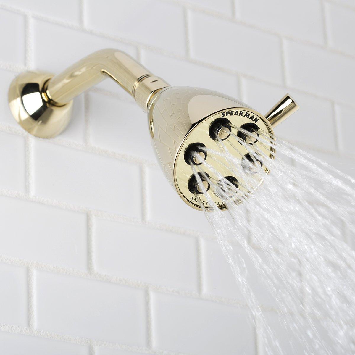 Speakman Speakman S-2252-PB Signature Brass Icon Anystream High Pressure Adjustable Shower Head, Polished Brass, 2.5 GPM