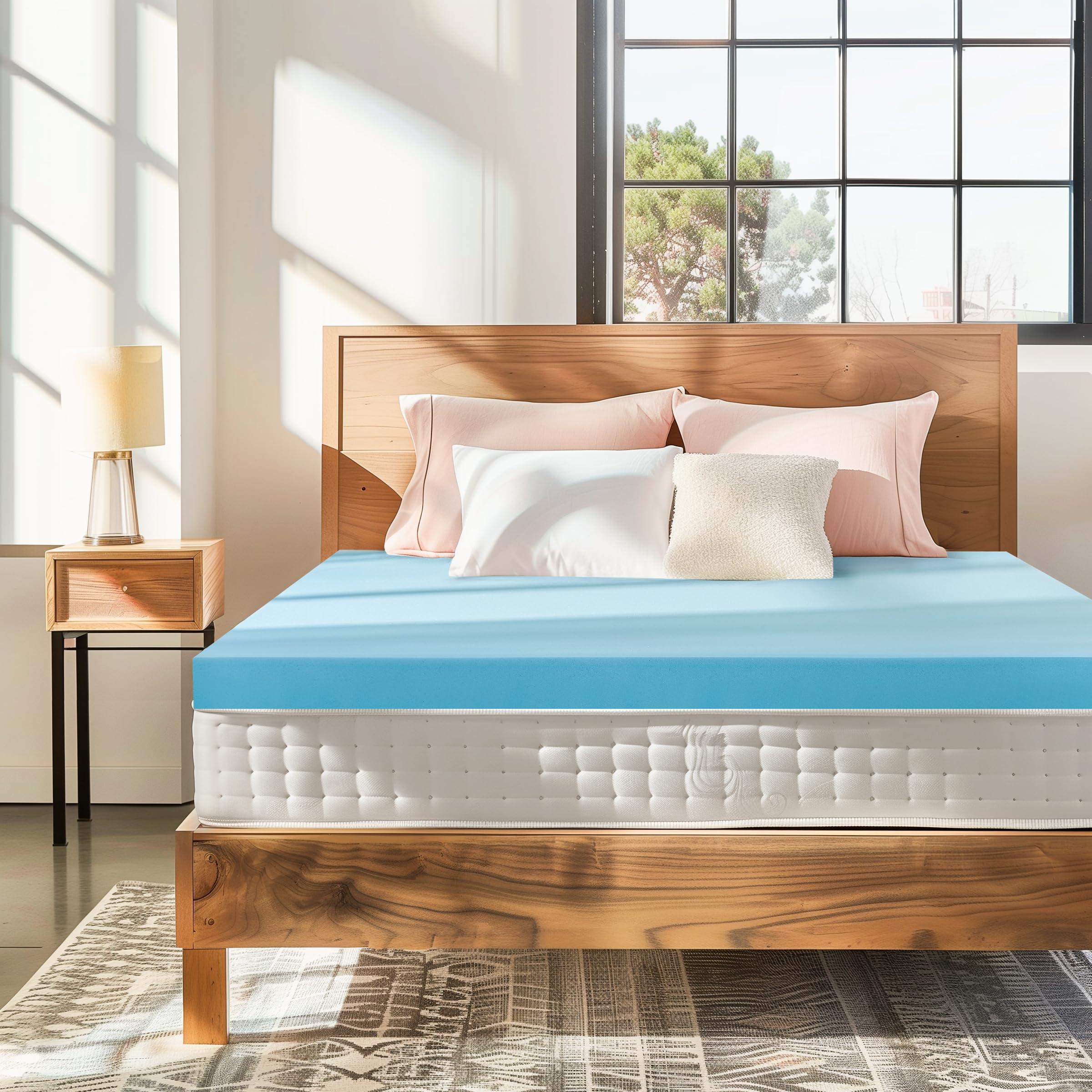 SUBRTEX Subrtex Mattress Topper, Memory Foam Mattress Topper, Gel-Infused Memory Foam Topper for Side Stomach Sleepers, Breathable Bed Toppers (4 Inch, King)