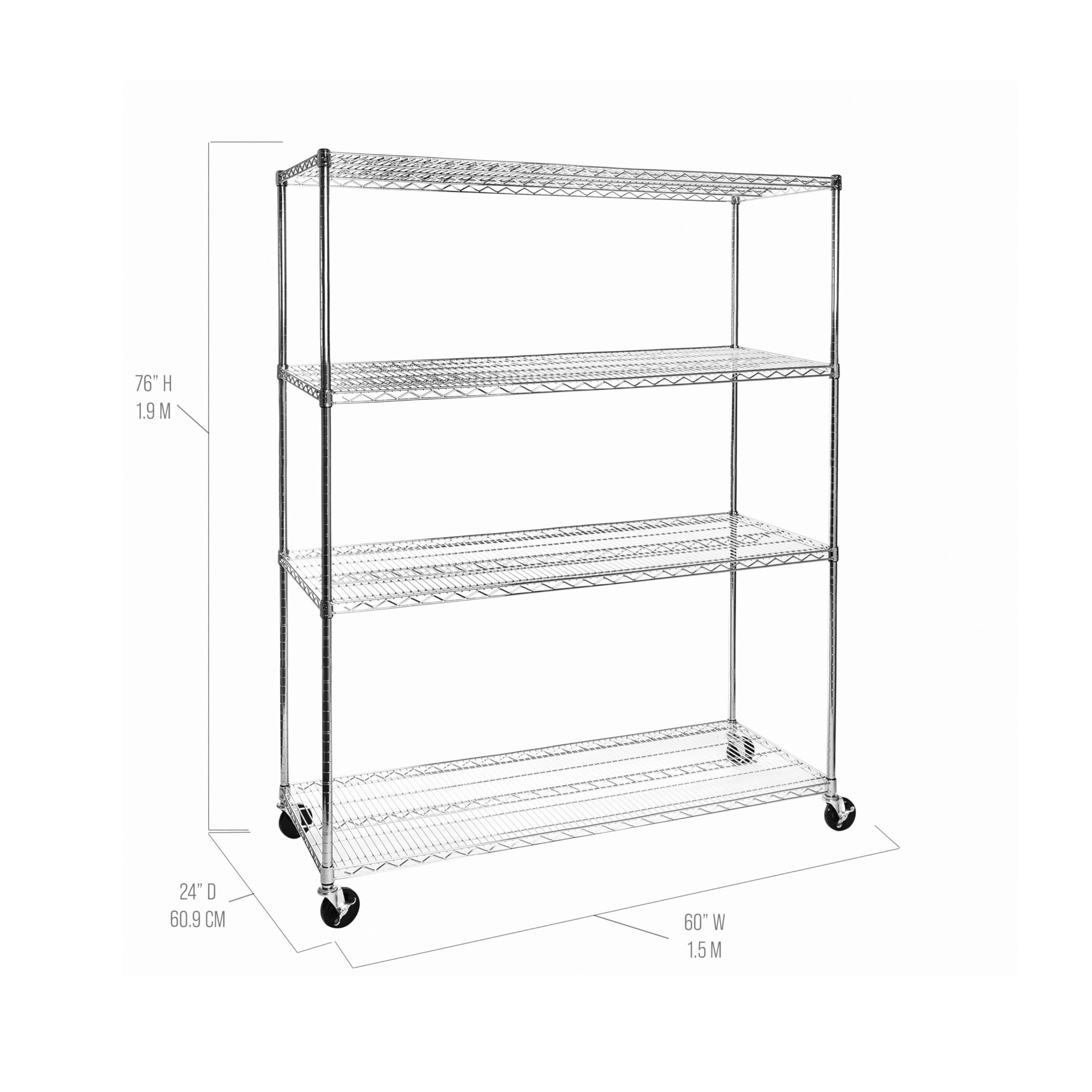 Seville Classics Seville Classics UltraDurable Heavy Duty NSF Solid Steel Wire Rack Storage Unit, Organizer for Garage, Warehouse, Office, Restaurant, Classroom, Kitchen, Steel, 4-Tier Shelving, 60" W x 24" D