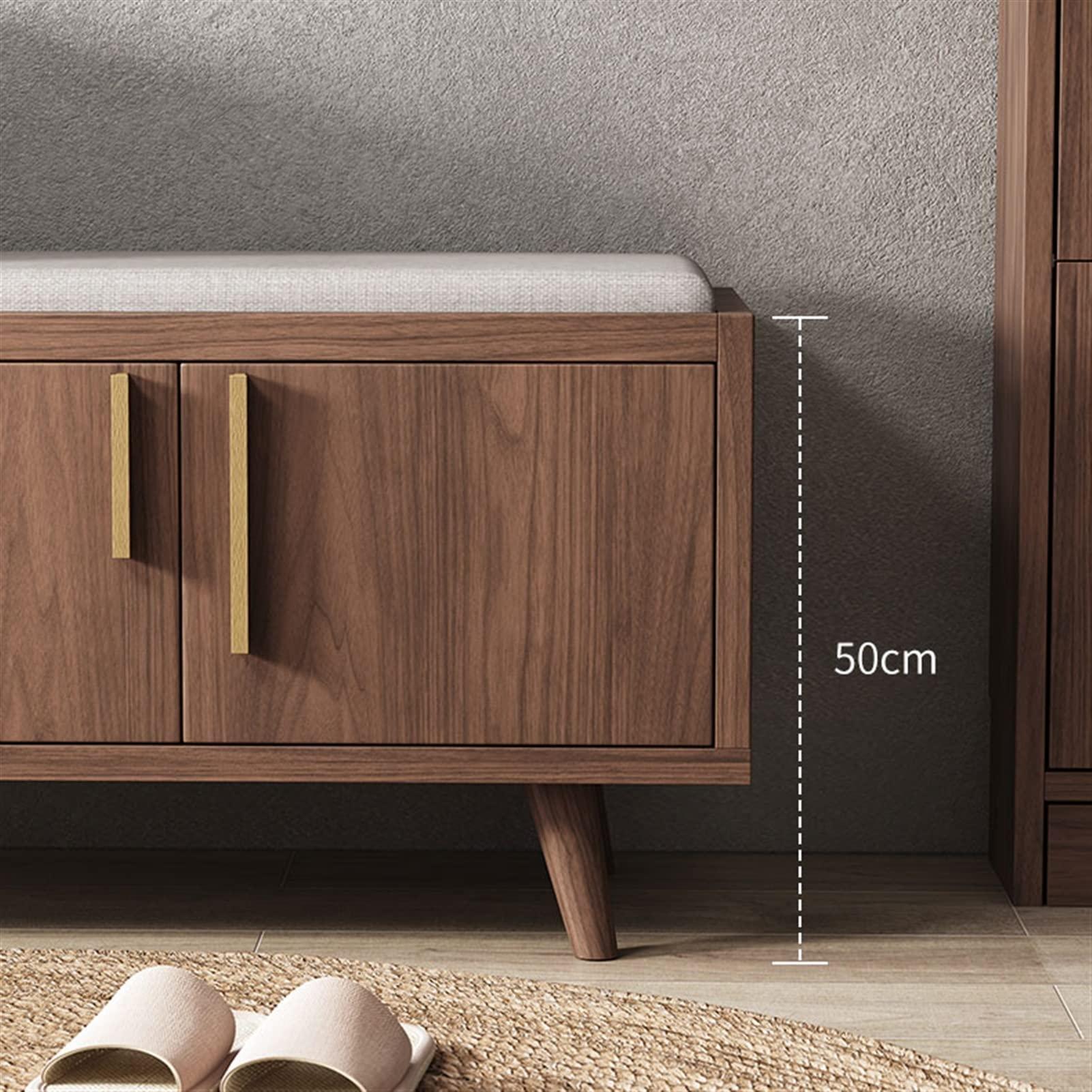 HARAY Shoe Rack Shoe Storage Bench, Entryway Bench with Door and Padded Cushion,Wooden Shoe Bench for Entryway, 2-Tier Shoe Rack Organizer for Entryway and Hallway Shoe Storage Organizer ( Color : Brass , S