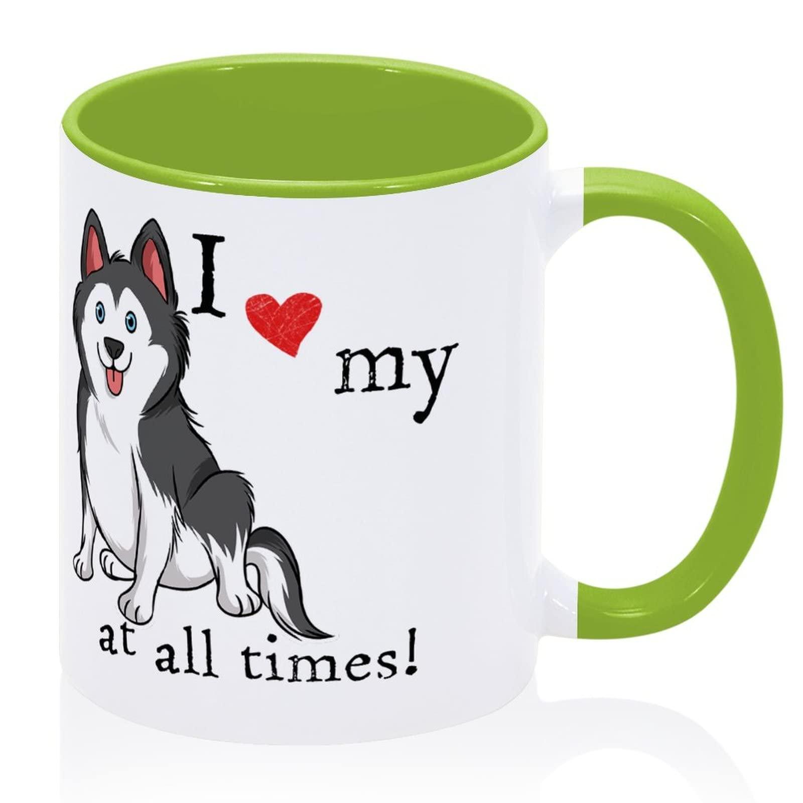 Funlucy Siberian Husky Funny Novelty Mugs I Love My Dogs at All Times Coffee Mug Ceramic Mug Tea Cup Birthday Christmas Mug Gift for Him Her Mother Father, 11 Oz
