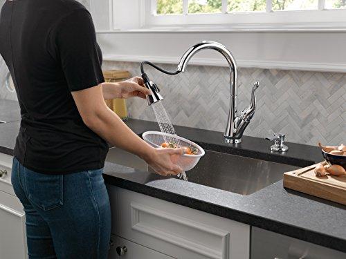 DELTA FAUCET Delta Faucet Talbott Pull Down Kitchen Faucet Chrome, Chrome Kitchen Faucets with Pull Down Sprayer, Kitchen Sink Faucet, Faucet for Kitchen Sink, Soap Dispenser, Chrome 16968-SD-DST