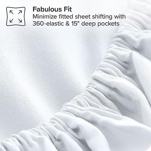 Urban Bedding Urban Bedding Bed-in-A-Bag 7 Piece Comforter & Sheet Set Egyptian Cotton - Split Head King - Down Alternative - Ultra-Soft 500 Thread Count Premium Bed Set - Split Head Flex King, White/Gray