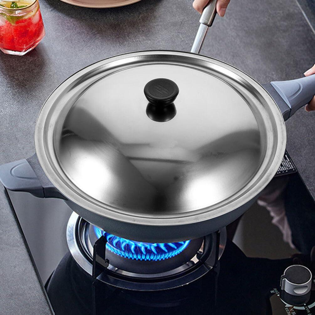 MAGICLULU MAGICLULU Wok Lid for Pots Pans, 32cm Stainless Steel Frying Pan Lid Replacement Round Cookware Lid Dome Pot Cover for Pots Fry Pan Skillet Pans Sliver