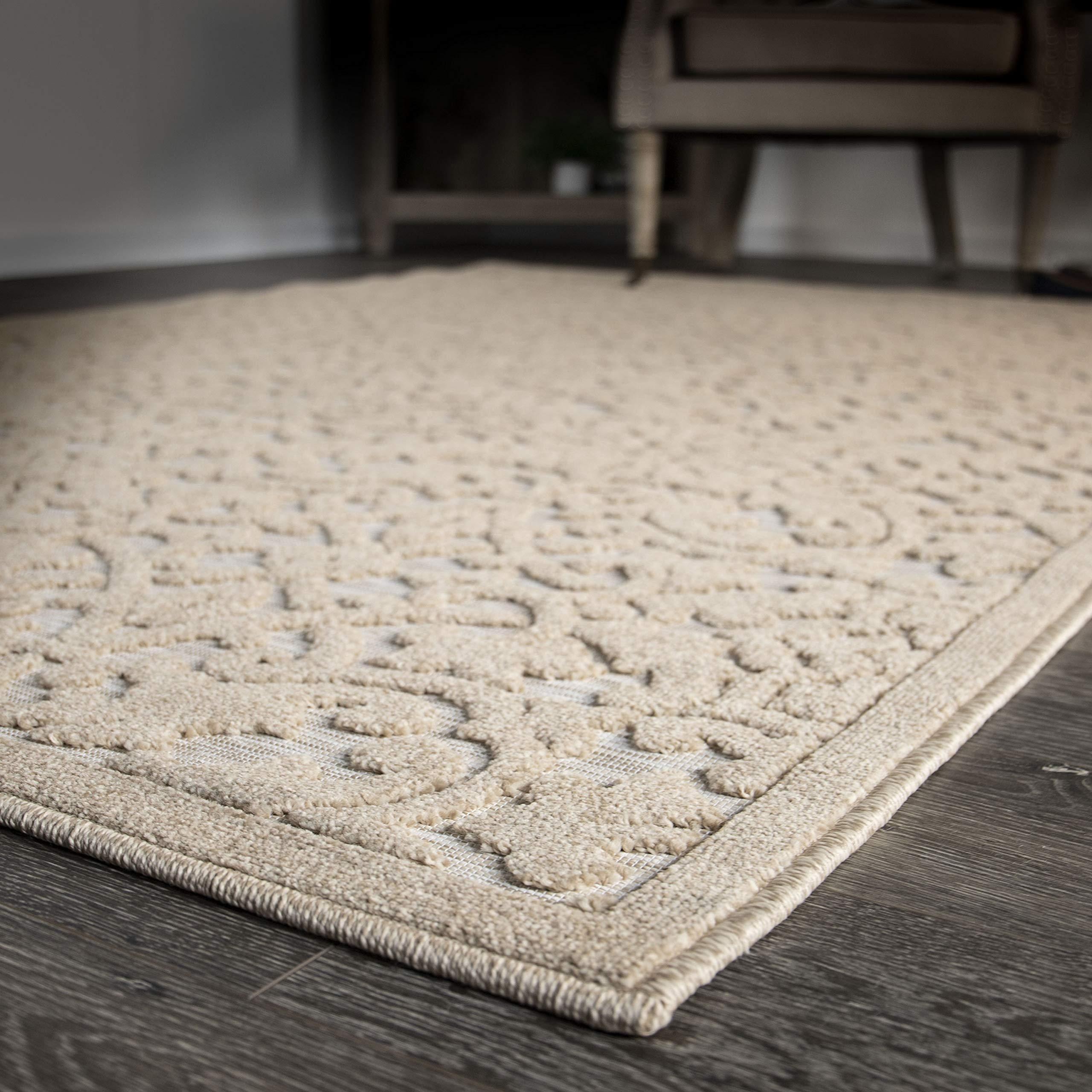 Orian Rugs Orian Rugs Boucle Collection 397154 Indoor/Outdoor High-Low Biscay Area Rug, 5'2" x 7'6", Driftwood Beige