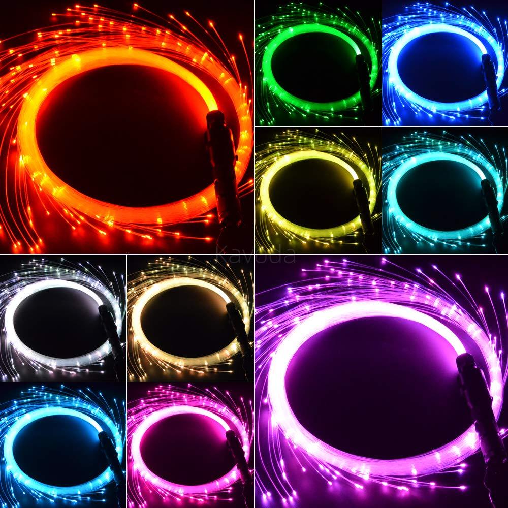 kavoda LED Light Whip Fiber Optic Space Pixel Whip Rave Toys EDM Flow Sparkle Dance Festival 360 Degree Swivel Super Bright 40 Display Modes