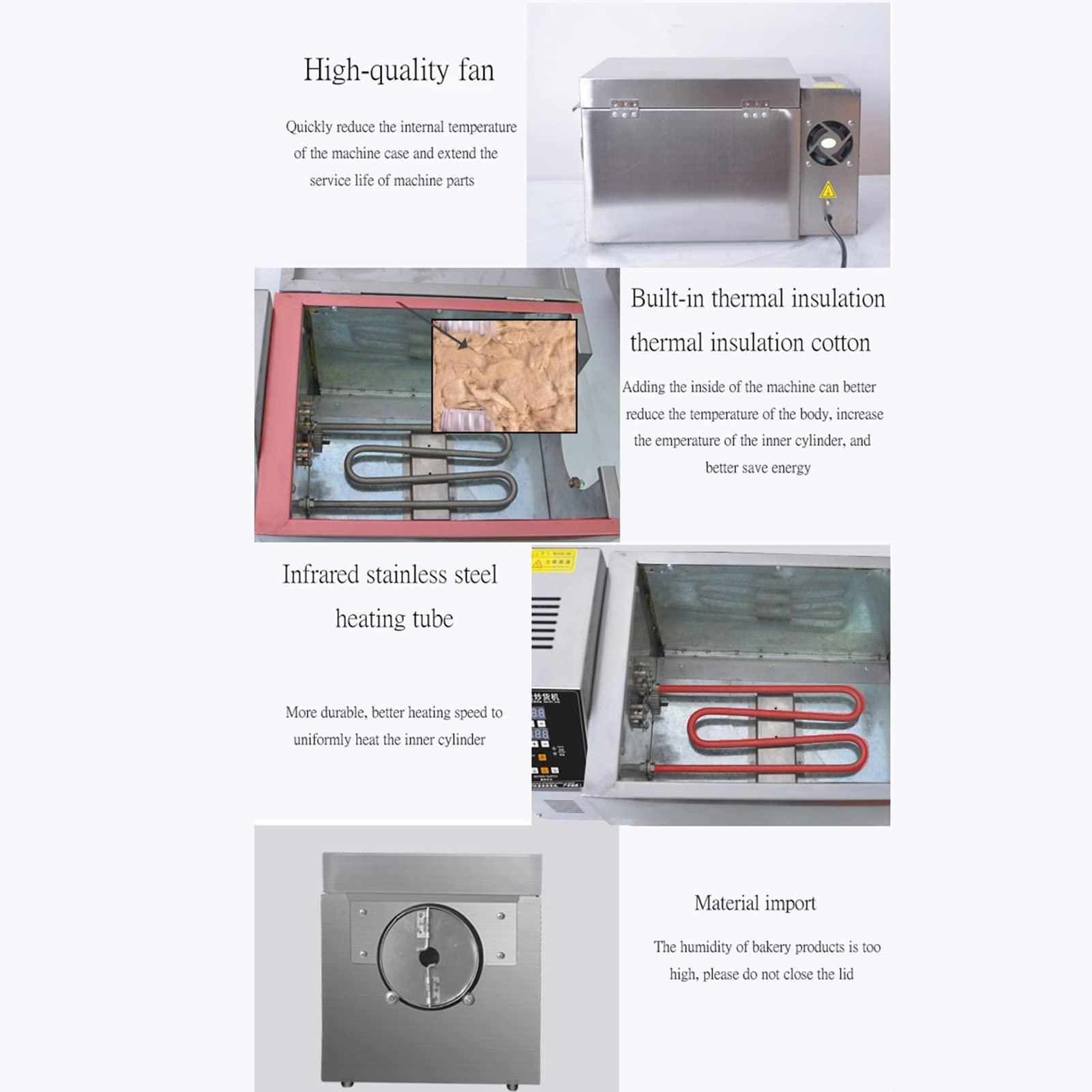 HDGTDR3SS2865SSSSTT 2500G Electric Coffee Bean Roaster Machine Timing & Temperature Adjustable Stainless Steel Coffee Beans Roasting Machine for Baking Coffee,Chestnut, Peanuts, Grain