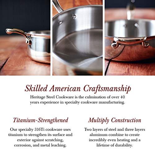 Heritage Steel Heritage Steel 3 Quart Saucier - Titanium Strengthened 316Ti Stainless Steel with 5-Ply Construction - Induction-Ready and Fully Clad, Made in USA