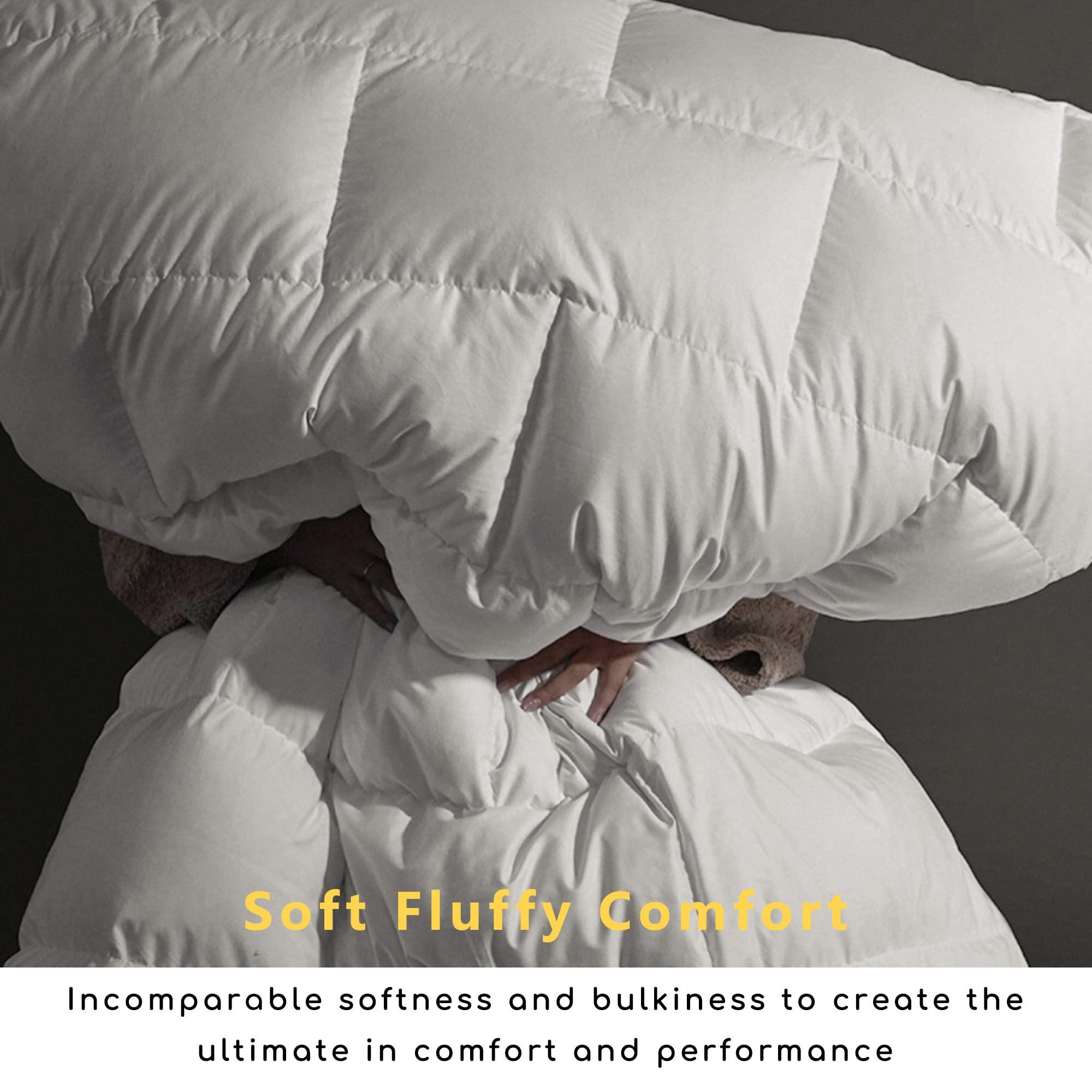 DOMDEC DOMDEC Heavyweight Goose Feather Down Comforter- Queen Size Winter Duvet- Ultra Soft 850 Fill Power Hotel Collection 55oz Thick Duvet Insert Cold Weather Sleepers (90X90\'\', White) (DD2011)