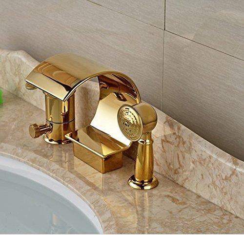 GOWE GOWE High-end Single Handle Bathroom Bathtub Faucet 3pcs Widespread Waterfall Roman Tub Mixer Taps