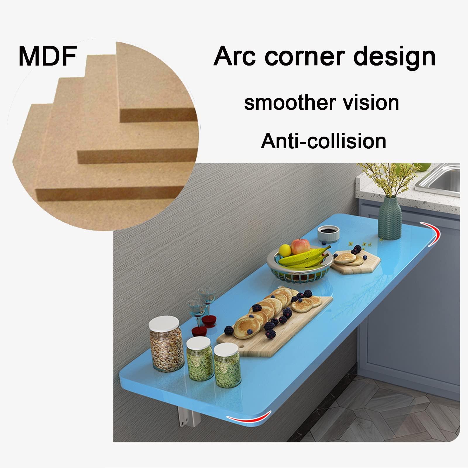 LIGUOYI LIGUOYI Floating Desk for Wall, Save Space Computer Desk, Easy to Clean Dining Desk Kitchen Wall Table, Small Wooden Desk, Black, Blue, White, Yellow for Small Spaces Desk Office Home Kitchen