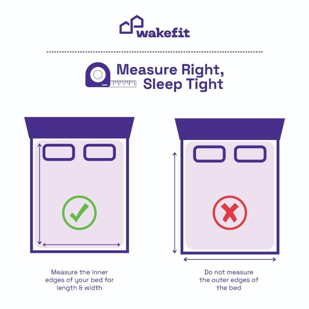 Wakefit Wakefit Bedsheet for Single Bed, Single Bedsheet Cotton, Fitted Bedsheets Single Bed, Single Bedsheet, 144 TC 100% Cotton with 1 Pillow Cover (Elastic Fitted Sheet 72x36: Siri)