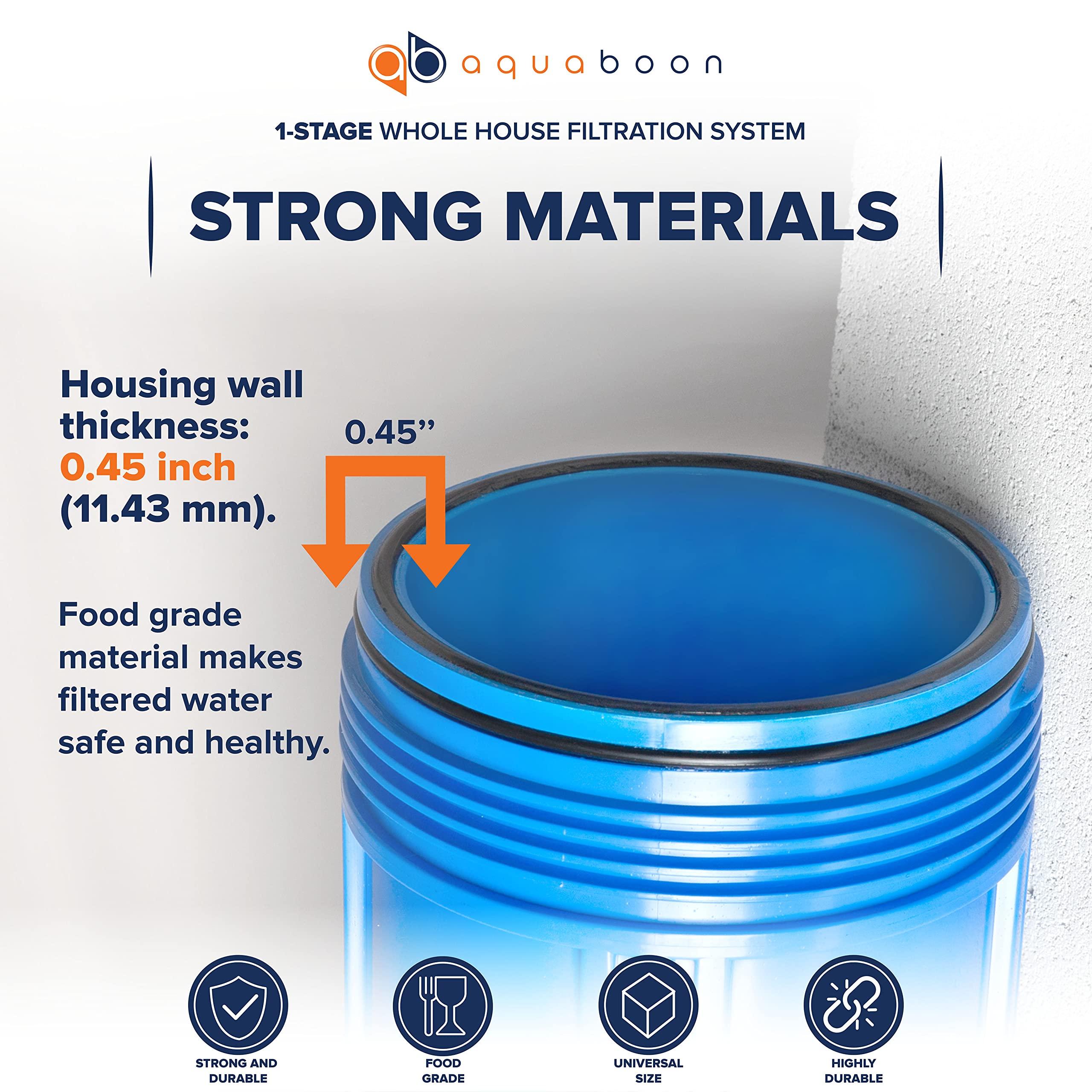 Aquaboon Aquaboon Whole House Water Filter Housing | 20x4.5 Water Filter System | NSF Certified Water Filter Canister w/ Gauge & Release, Wrench, Bracket 1\"NPT