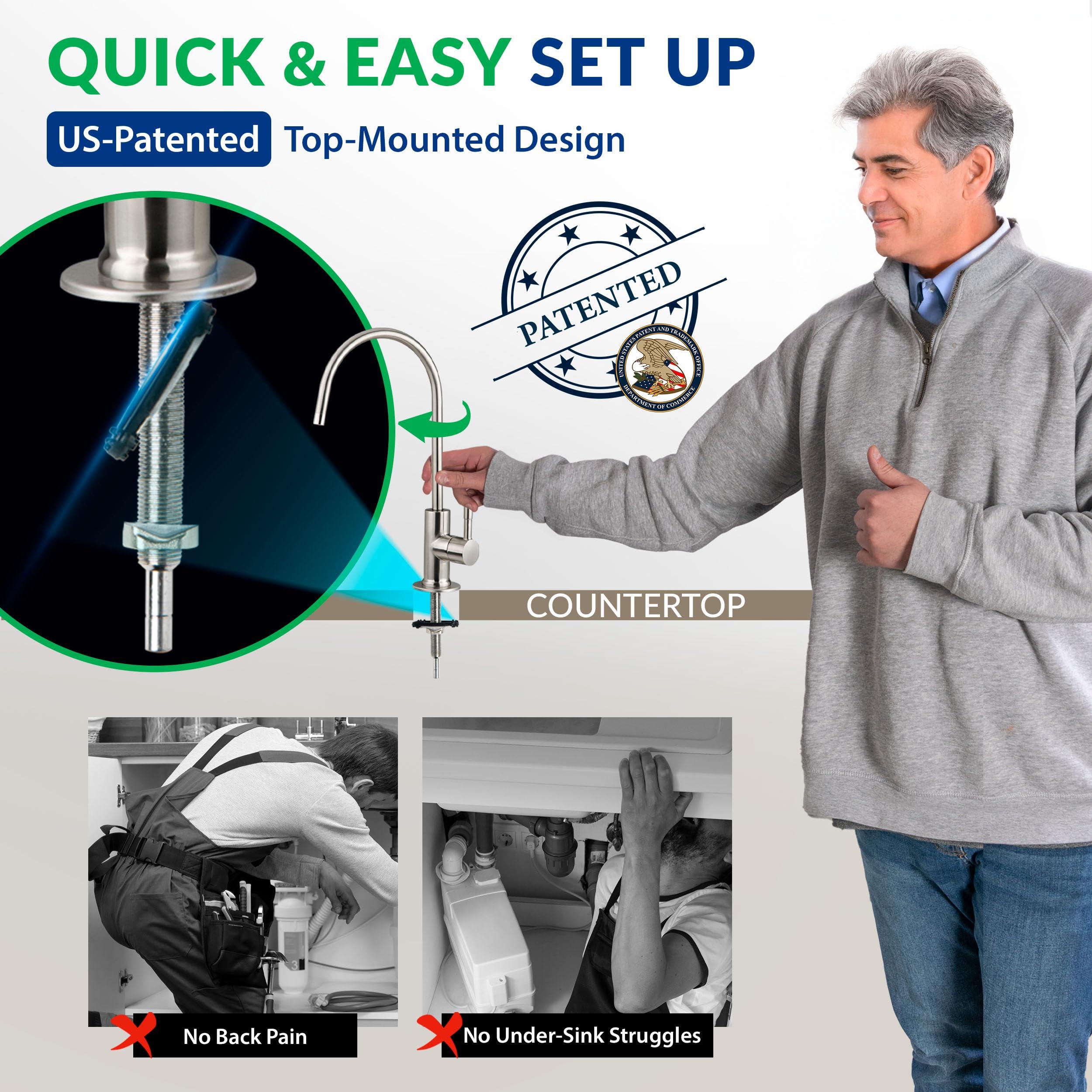 iSpring iSpring RCS5T Commercial Tankless Reverse Osmosis RO Water Filter System with 1.5:1 Pure to Drain Ratio, Pressure Gauge