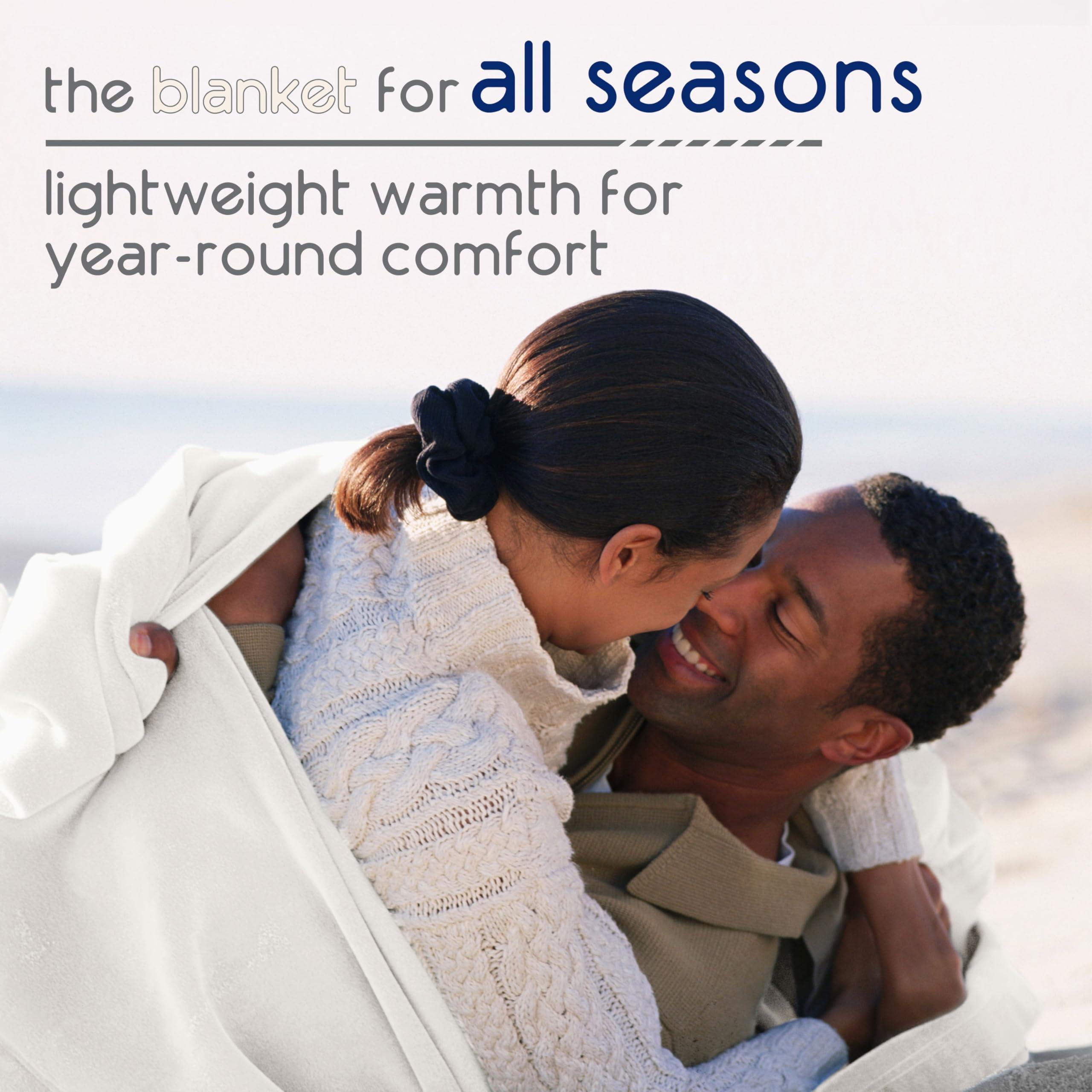 Vellux Vellux Queen Size Blanket - All Season Luxury Warm Micro plush Lightweight Thermal Fleece Blankets - Perfect For Couch Bed Sofa - Breathable Bed Blankets Queen Size - Hotel Quality (90x90 Inch, Ivory)