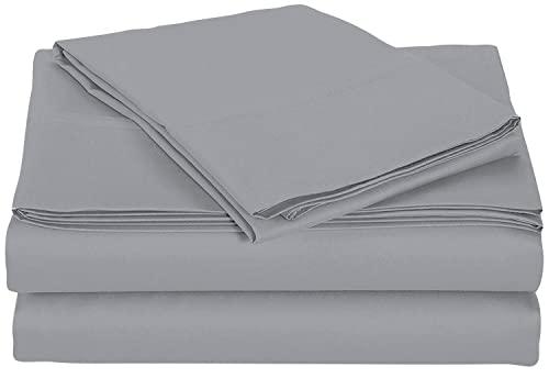 Kings Loft Luxury Waterbed Sheets King/Cal-King Size 800 Thread Count 100% Cotton 4 Peice 6 Inches Deep Pocket Attached Waterbed Sheet Set in Solid (Silver, King/Cal-King)