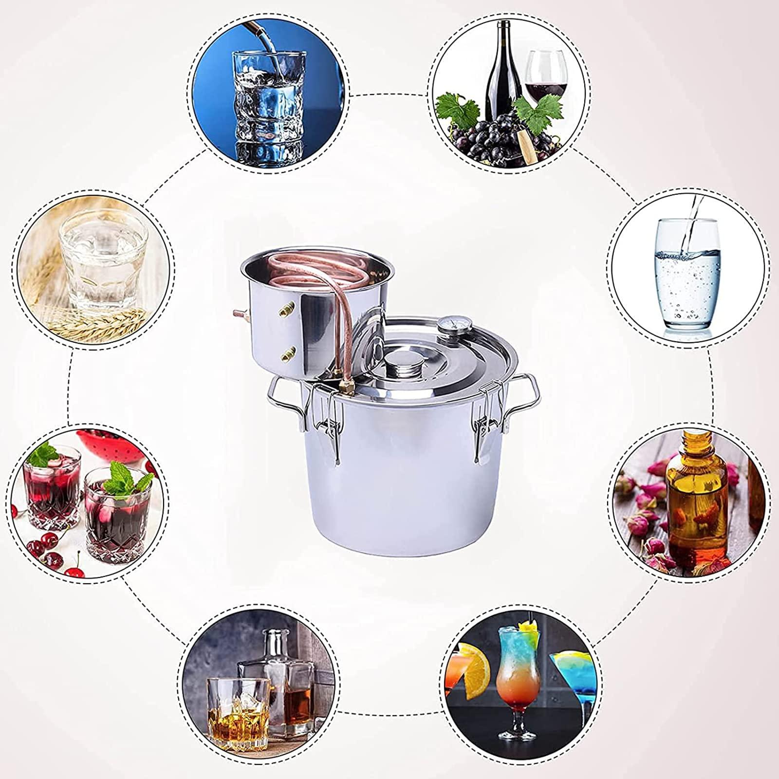 XXJJ XXJJ Moonshine Still Distiller Stainless Steel Water Distiller Copper Tube, Home Brewing Kit Build-in Thermometer for DIY Whisky Wine Brandy Spirits,6l/1.5gal