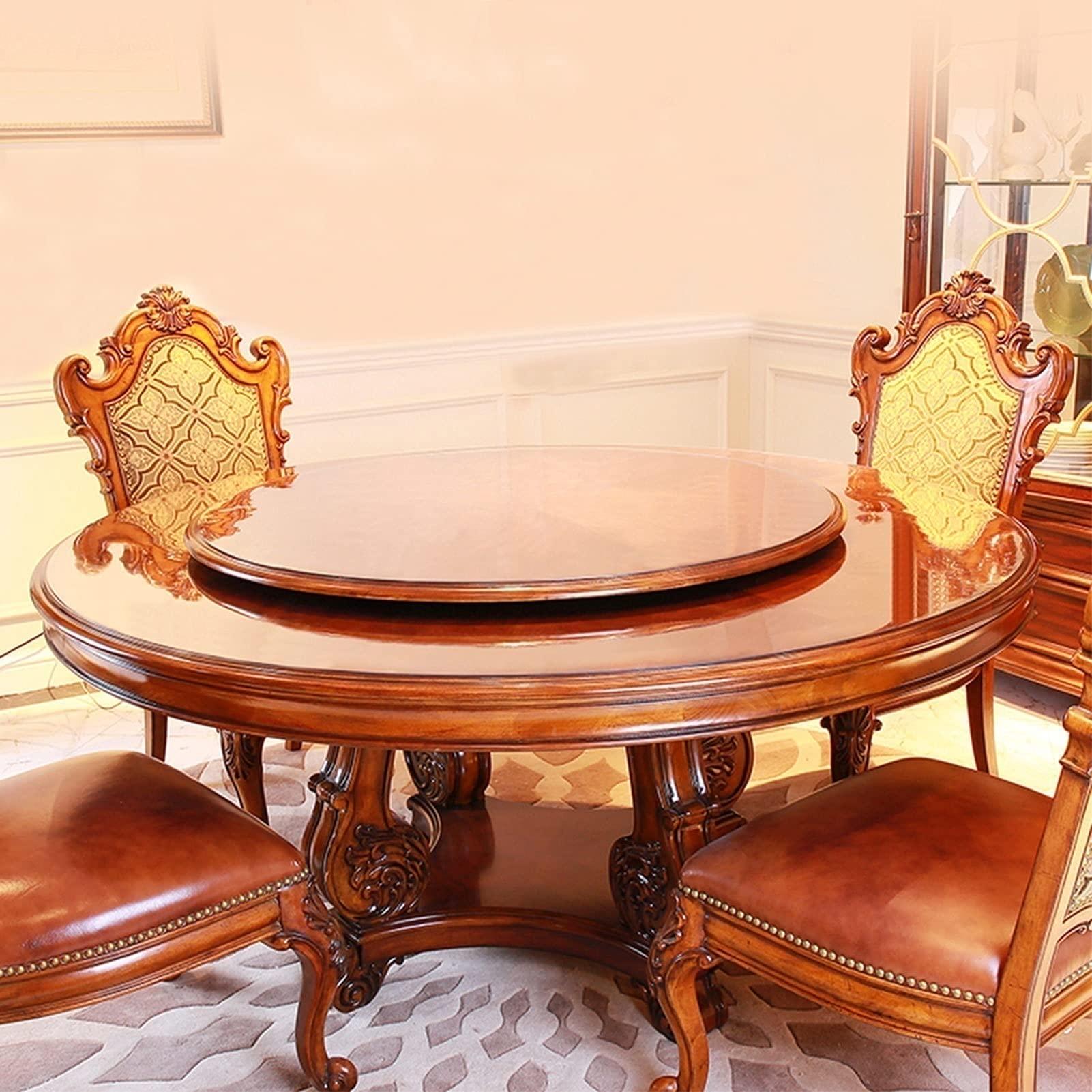 DTDMY Clear PVC Table Protector Round 2mm Thickness Waterproof Transparent PVC Table Covers Clear Top Plastic Table Wear for Dining Table Mat/Round Garden Table Cover (Dia. 80/90/100/120/150cm)