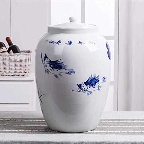 ZARUX Storage Jar air Tight Airtight Food Storage Containers Ceramic With Lids Large Creative Kitchen Canisters Jars Porcelain,Pantry Organization And Storage For Flour Snacks Sugar Coffee Cereals 25L Blue