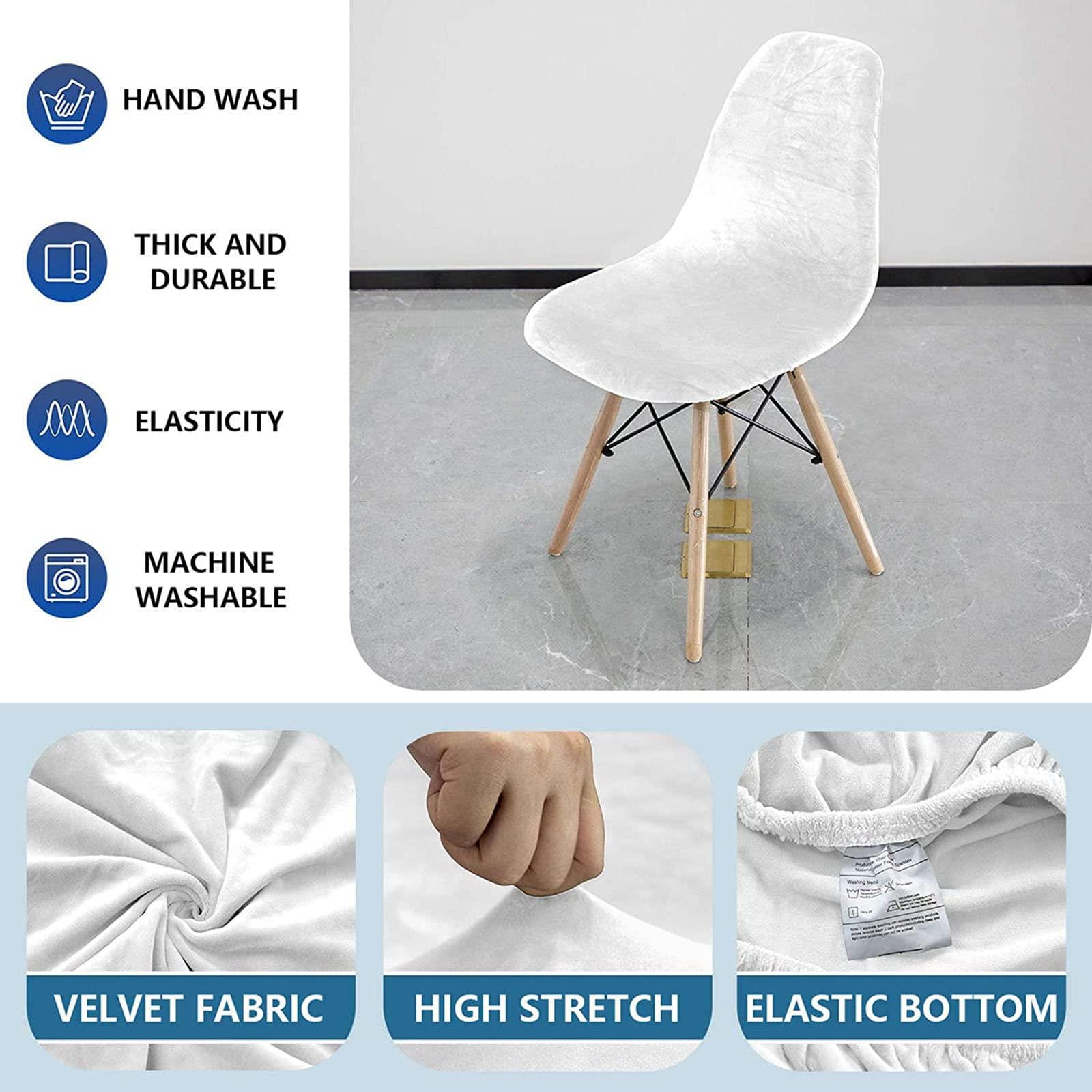 LOVEHOUGE Velvet Shell Chair Cover, Mid Century Modern Style Dining Chair Slipcover, Lounge Armless Chair Protector, for Home Kitchen Living Room Side Chairs,H,4pack